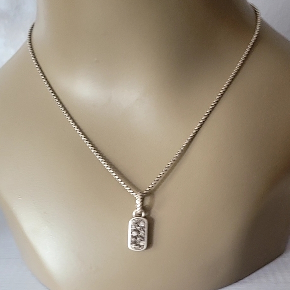 David Yurman Mini Midnight Mélange Diamond Dog Tag Pendant Necklace - Picture 2 of 9